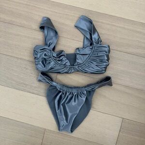 Sleek Gray/Blue Bikini Set